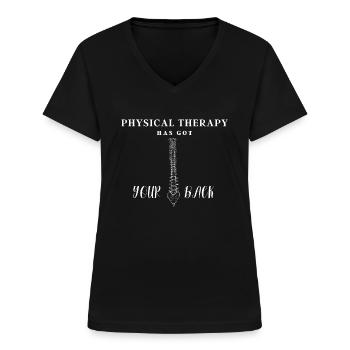 Physiotherapie hält dir den Rücken frei - Frauen-T-Shirt mit V-Ausschnitt - Schwarz - Vorne - Lela (165cm)