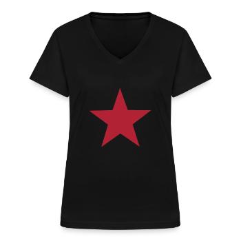 roter Stern - Frauen-T-Shirt mit V-Ausschnitt - Schwarz - Vorne - Lela (165cm)