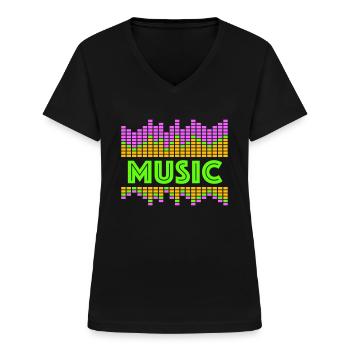 Music Equalizer LED Lichter Rhythmus tanzen Stereo - Frauen-T-Shirt mit V-Ausschnitt - Schwarz - Vorne - Lela (165cm)