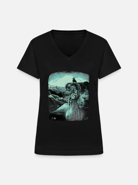 Preikestolen # Troll # Norwegen - Frauen-T-Shirt mit V-Ausschnitt - Schwarz