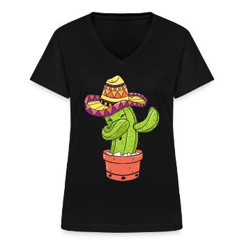 Mexiko - Frauen-T-Shirt mit V-Ausschnitt - Schwarz - Vorne - Lela (165cm)