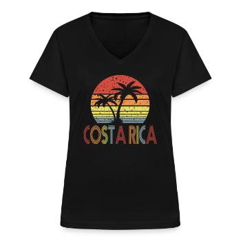 Costa Rica - T-shirt col V Femme - noir - Devant - Lela (165cm)