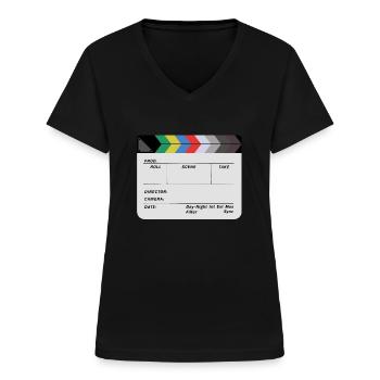 Filmklappe Design Blank - Frauen-T-Shirt mit V-Ausschnitt - Schwarz - Vorne - Lela (165cm)