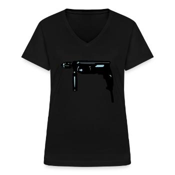 Drill - Women's V-neck T-shirt - black - Front - Lela (165cm)
