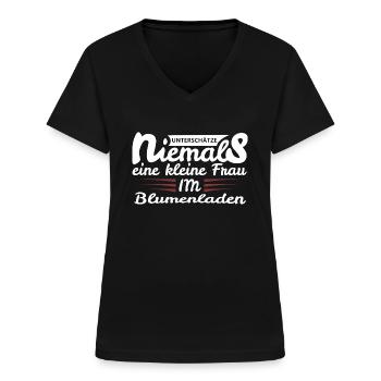 Floristin - Frauen-T-Shirt mit V-Ausschnitt - Schwarz - Vorne - Lela (165cm)
