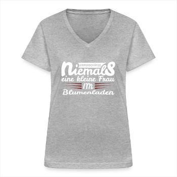 Floristin - Frauen-T-Shirt mit V-Ausschnitt - Grau meliert - Vorne - Lela (165cm)