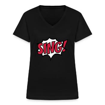 sing - Women's V-neck T-shirt - black - Front - Lela (165cm)