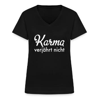karma - Frauen-T-Shirt mit V-Ausschnitt - Schwarz - Vorne - Lela (165cm)