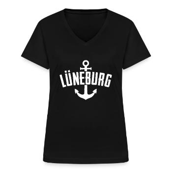 Lüneburg Hansestadt Anker Schiff Kapitän - Frauen-T-Shirt mit V-Ausschnitt - Schwarz - Vorne - Lela (165cm)