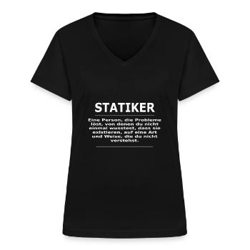 STATIKER - Frauen-T-Shirt mit V-Ausschnitt - Schwarz - Vorne - Lela (165cm)
