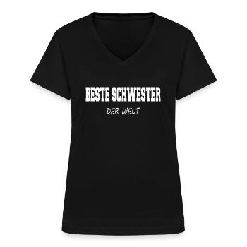 beste Schwester der Welt - Frauen-T-Shirt mit V-Ausschnitt - Schwarz - Vorne - Lela (165cm)