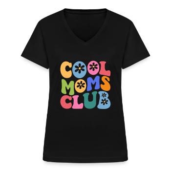 Cool Moms Club with Daisy Flower - Frauen-T-Shirt mit V-Ausschnitt - Schwarz - Vorne - Lela (165cm)