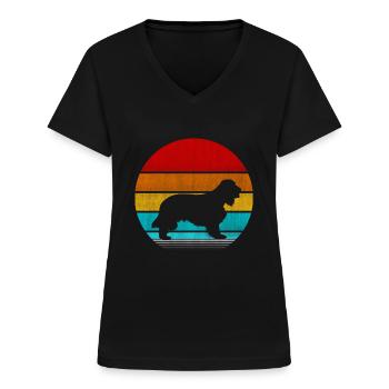 cocker spaniel - Women's V-neck T-shirt - black - Front - Lela (165cm)