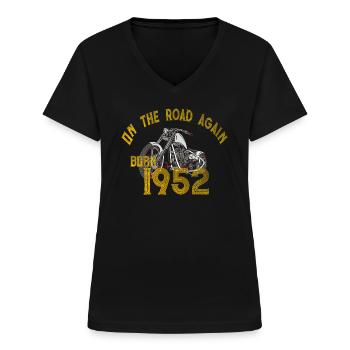 1952 - Women's V-neck T-shirt - black - Front - Lela (165cm)