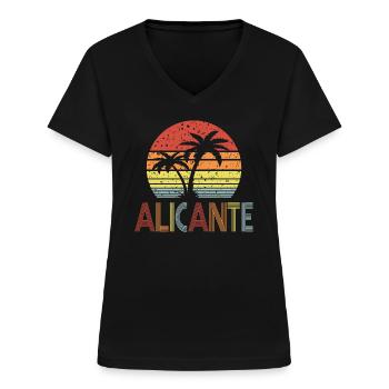 Alicante - T-shirt col V Femme - noir - Devant - Lela (165cm)