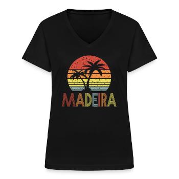Madeira - Frauen-T-Shirt mit V-Ausschnitt - Schwarz - Vorne - Lela (165cm)