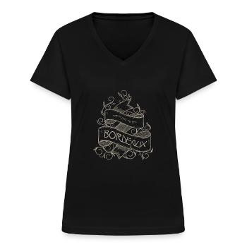 Ornemental Bordeaux - T-shirt col V Femme - noir - Devant - Lela (165cm)