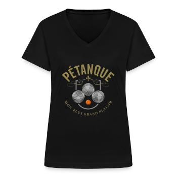 Pétanque - Frauen-T-Shirt mit V-Ausschnitt - Schwarz - Vorne - Lela (165cm)