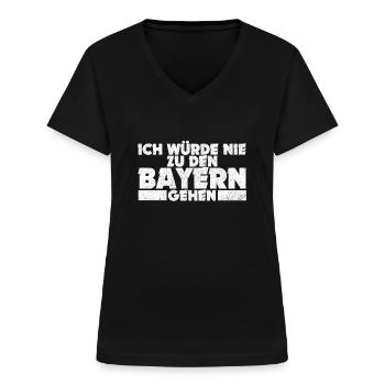 NIE ZU DEN BAYERN ANTI BAYERN - Frauen-T-Shirt mit V-Ausschnitt - Schwarz - Vorne - Lela (165cm)