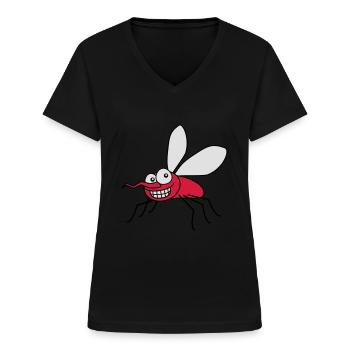 grin_mosquito_3c - Frauen-T-Shirt mit V-Ausschnitt - Schwarz - Vorne - Lela (165cm)
