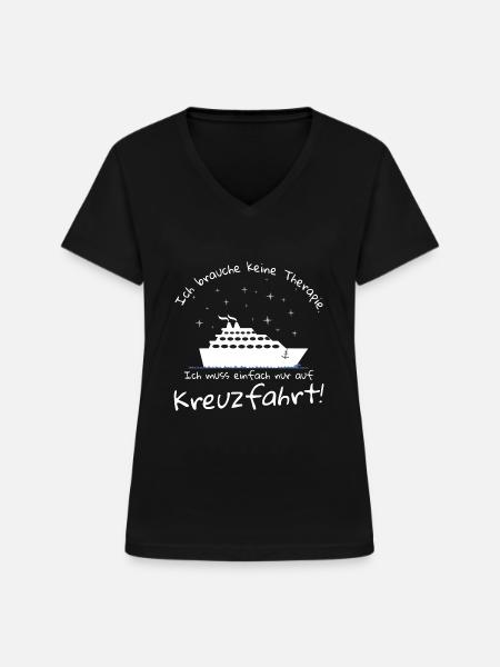 Kreuzfahrt_Therapie - Frauen-T-Shirt mit V-Ausschnitt - Schwarz