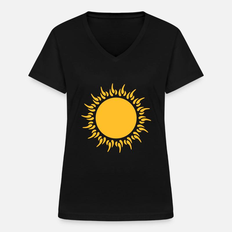 sonne - Frauen-T-Shirt mit V-Ausschnitt - Schwarz
