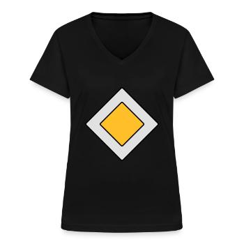Vorfahrtsschild - Frauen-T-Shirt mit V-Ausschnitt - Schwarz - Vorne - Lela (165cm)
