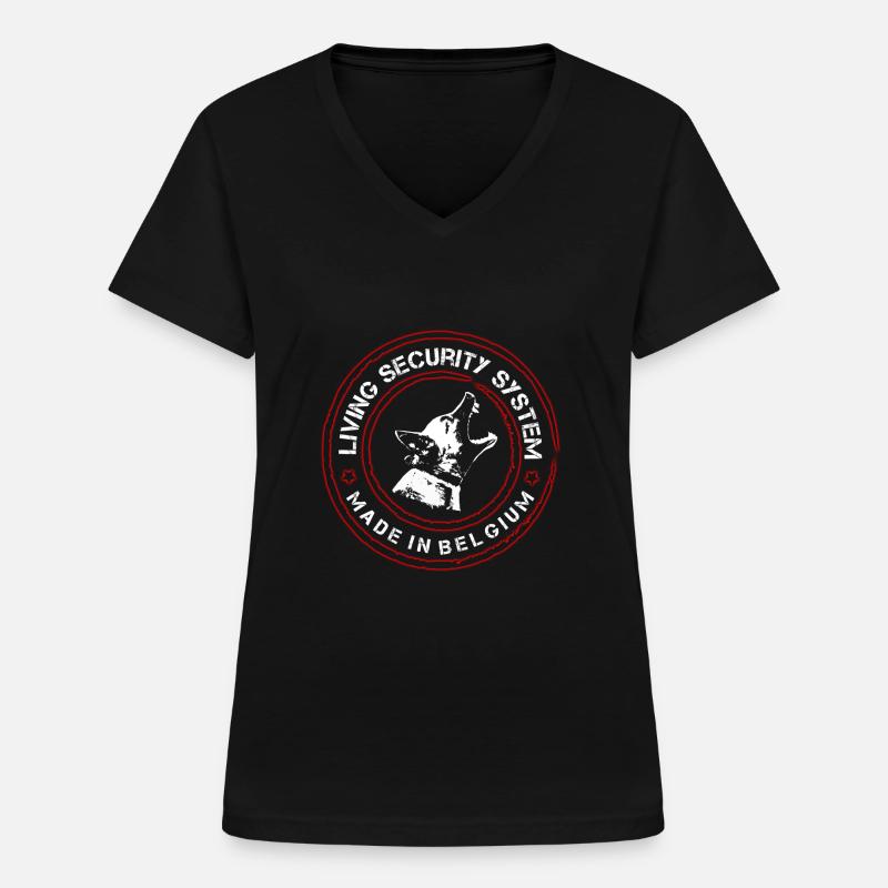 Mali_Security2 - Frauen-T-Shirt mit V-Ausschnitt - Schwarz