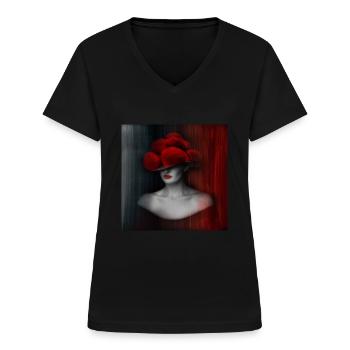 Schwarzwald Lady ART 2.0 - Frauen-T-Shirt mit V-Ausschnitt - Schwarz - Vorne - Lela (165cm)