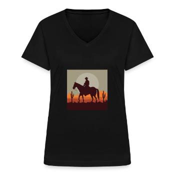Western riders - Women's V-neck T-shirt - black - Front - Lela (165cm)