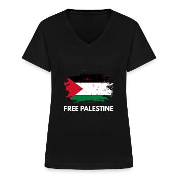 Palestina libera - Maglietta da donna con scollo a V - nero - Fronte - Lela (165cm)