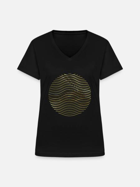 sonne - Frauen-T-Shirt mit V-Ausschnitt - Schwarz