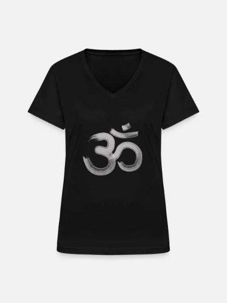 OM Symbol - Frauen-T-Shirt mit V-Ausschnitt - Schwarz