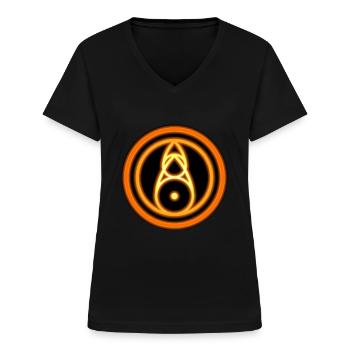 Glyphe de feu - T-shirt col V Femme - noir - Devant - Lela (165cm)