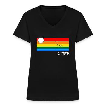 Segelflugzeug Segelfliegen Segelflieger - Frauen-T-Shirt mit V-Ausschnitt - Schwarz - Vorne - Lela (165cm)