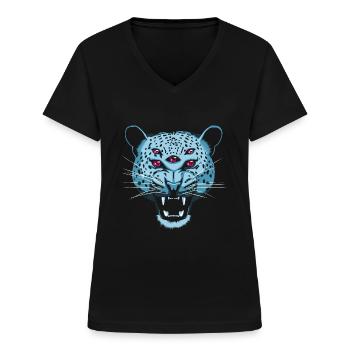 Pfadfinder Jaguar - Frauen-T-Shirt mit V-Ausschnitt - Schwarz - Vorne - Lela (165cm)