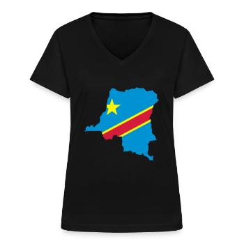 Kongo Map - Frauen-T-Shirt mit V-Ausschnitt - Schwarz - Vorne - Lela (165cm)