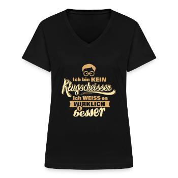 random Mix Klugscheisser colour set 3 - Frauen-T-Shirt mit V-Ausschnitt - Schwarz - Vorne - Lela (165cm)