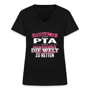 PTA - Die Auserwählte - Frauen-T-Shirt mit V-Ausschnitt - Schwarz - Vorne - Lela (165cm)