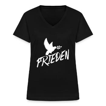 Frieden - Frauen-T-Shirt mit V-Ausschnitt - Schwarz - Vorne - Lela (165cm)