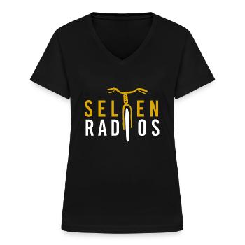 Selten radlos Fahrrad Bike - Frauen-T-Shirt mit V-Ausschnitt - Schwarz - Vorne - Lela (165cm)