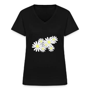 Gänseblümchen - Frauen-T-Shirt mit V-Ausschnitt - Schwarz - Vorne - Lela (165cm)