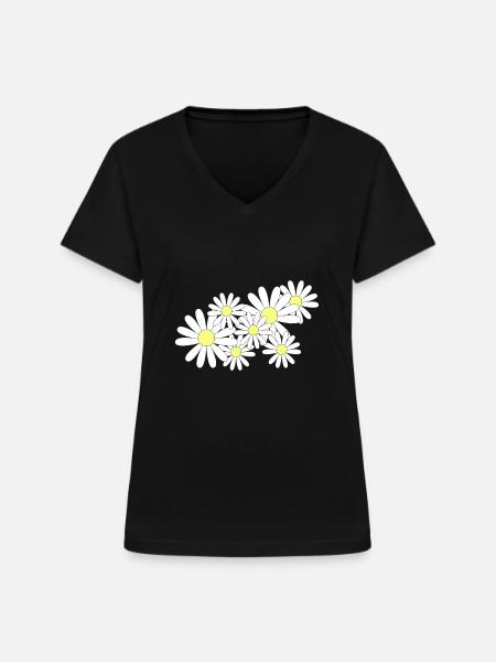 Gänseblümchen - Frauen-T-Shirt mit V-Ausschnitt - Schwarz