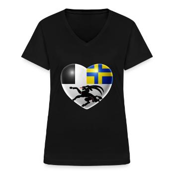 Herz (Graubünden) - Frauen-T-Shirt mit V-Ausschnitt - Schwarz - Vorne - Lela (165cm)
