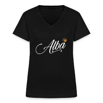 Alba Custom Name for Women Kids Toddlers - Alba - Women's V-neck T-shirt - black - Front - Lela (165cm)