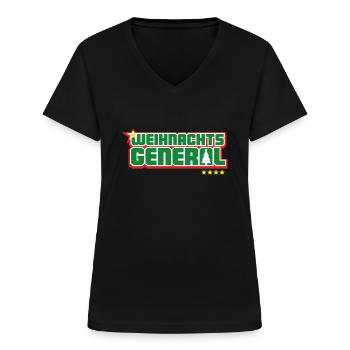 Weihnachtsgeneral - Frauen-T-Shirt mit V-Ausschnitt - Schwarz - Vorne - Lela (165cm)