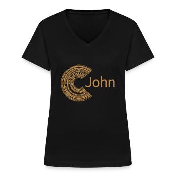 For John - Women's V-neck T-shirt - black - Front - Lela (165cm)