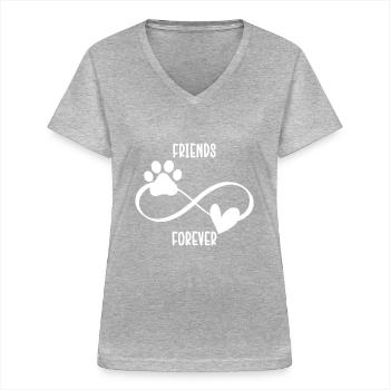 Hunde Hundefreund Haustier - Frauen-T-Shirt mit V-Ausschnitt - Grau meliert - Vorne - Lela (165cm)