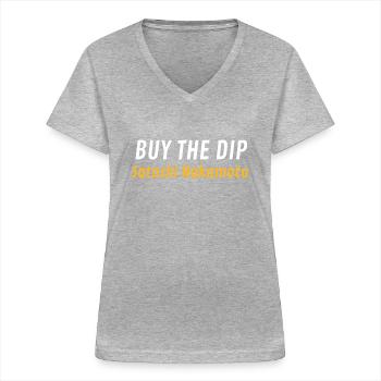 Acheter The Dip Satoshi Nakamoto - T-shirt col V Femme - gris chiné - Devant - Lela (165cm)