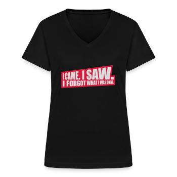Je suis venu voir oublier - T-shirt col V Femme - noir - Devant - Lela (165cm)